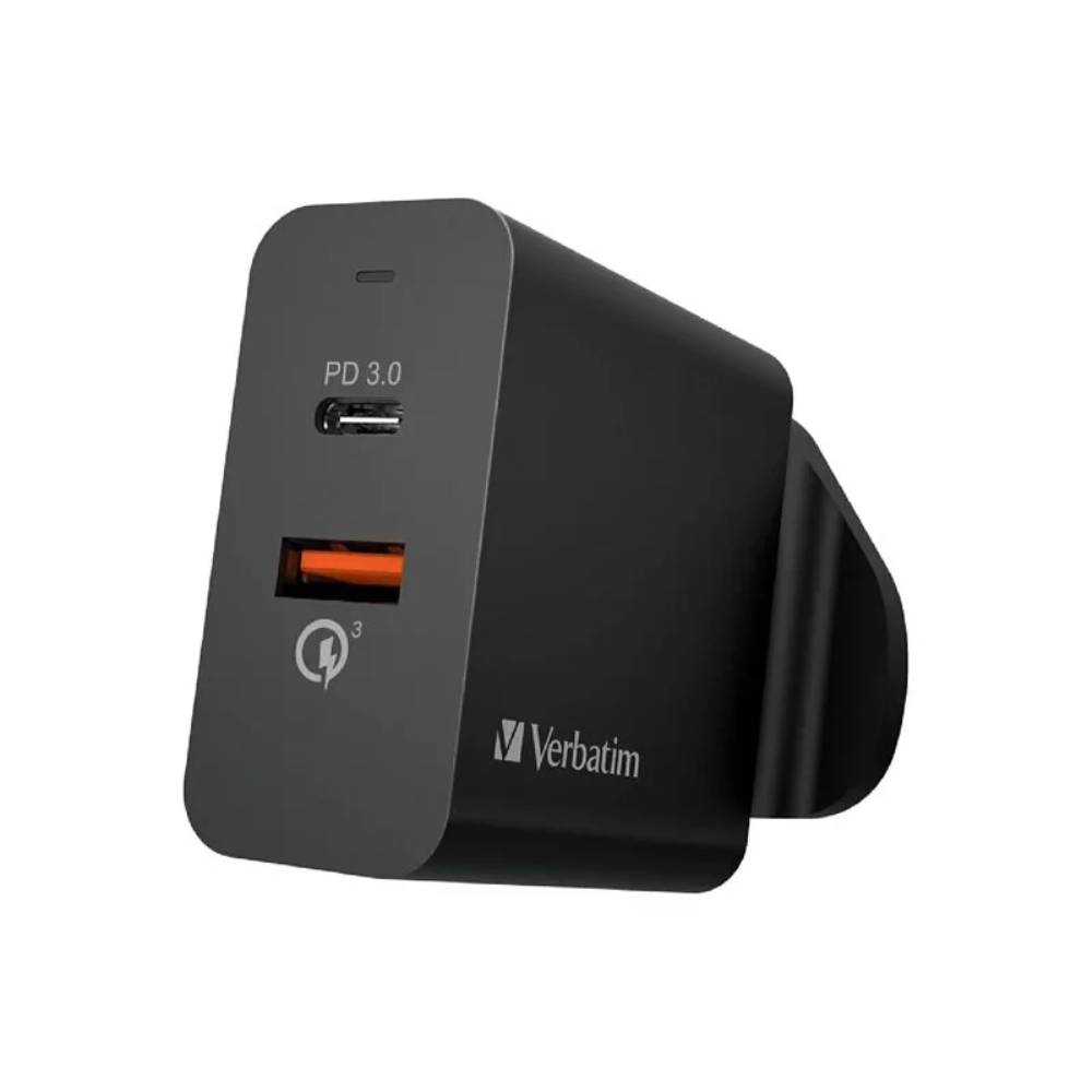 Dual Port 36W PD & QC 3.0 USB充電器丨雙端口丨黑色丨Verbatim丨中國製造丨66390