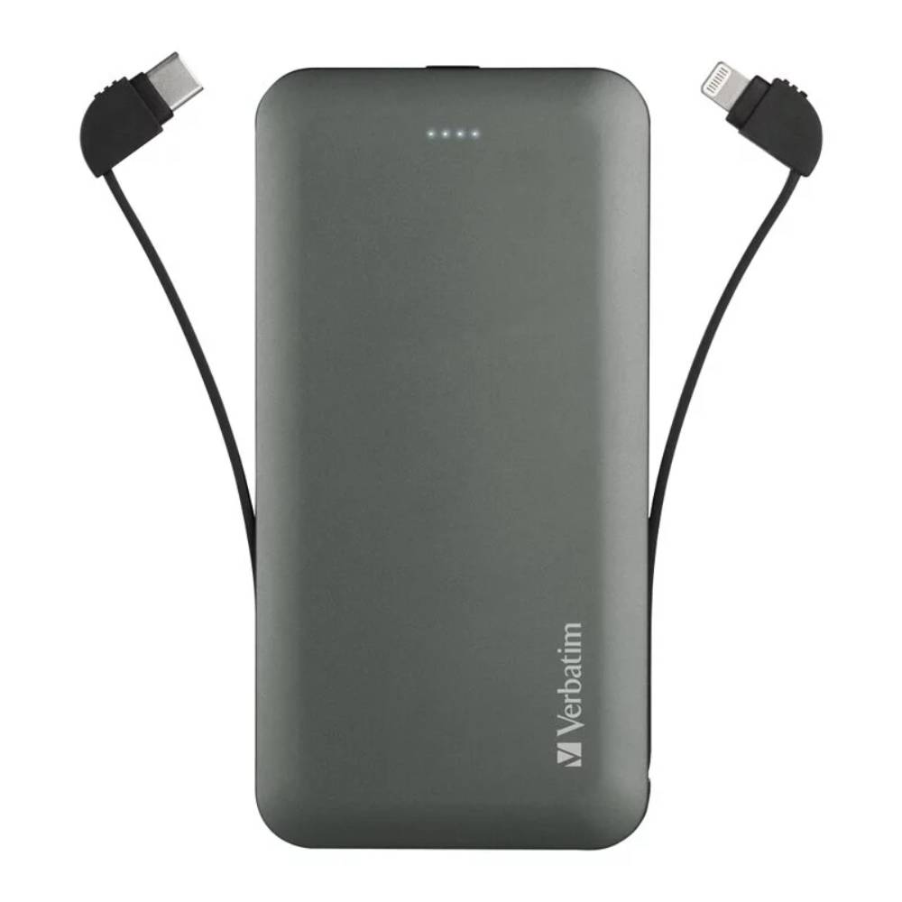 10000mAh PD & QC 3.0 流動充電池丨連嵌入式充電線丨蘋果認證丨Verbatim丨中國製造丨66437