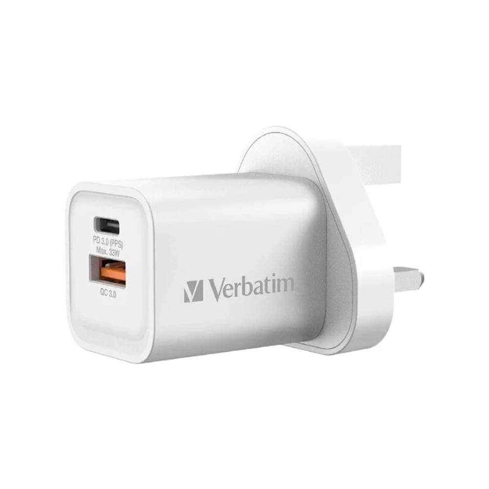 2 Port 33W PD & QC 3.0 GaN充電器丨雙端口丨白色丨Verbatim丨中國製造丨66791