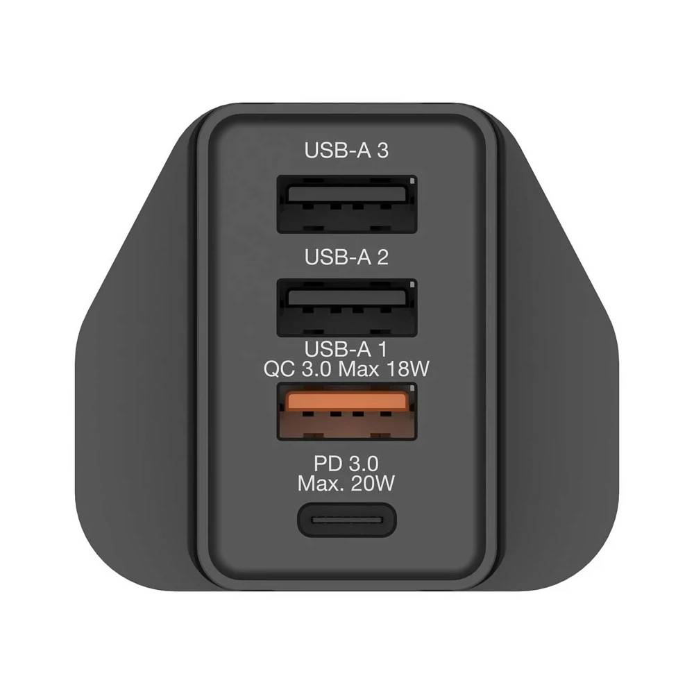 4端口 30W PD & QC 3.0 USB 充電器丨黑色丨Verbatim丨中國製造丨66892