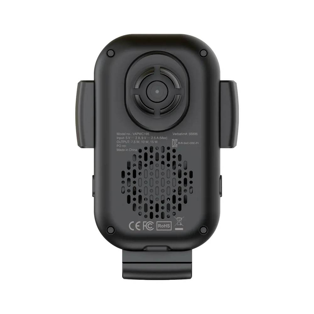 15W 雙線圈車用無線充電器丨內置冷卻風扇丨車充丨Verbatim丨中國製造丨66896