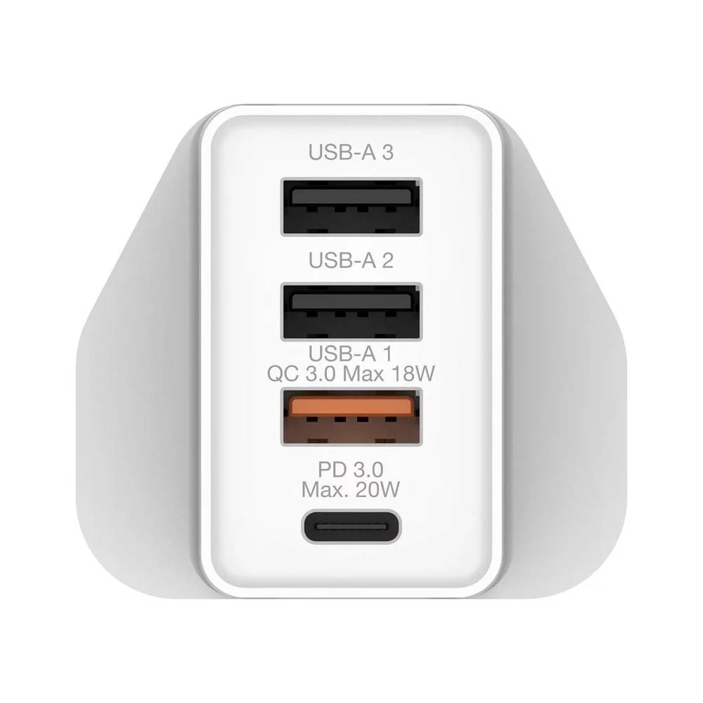 4端口 30W PD & QC 3.0 USB 充電器丨白色丨Verbatim丨中國製造丨66897